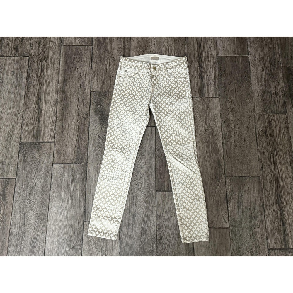 Mother Jeans Womens 25 The Looker Creme de Love Skinny Metallic Made in USA